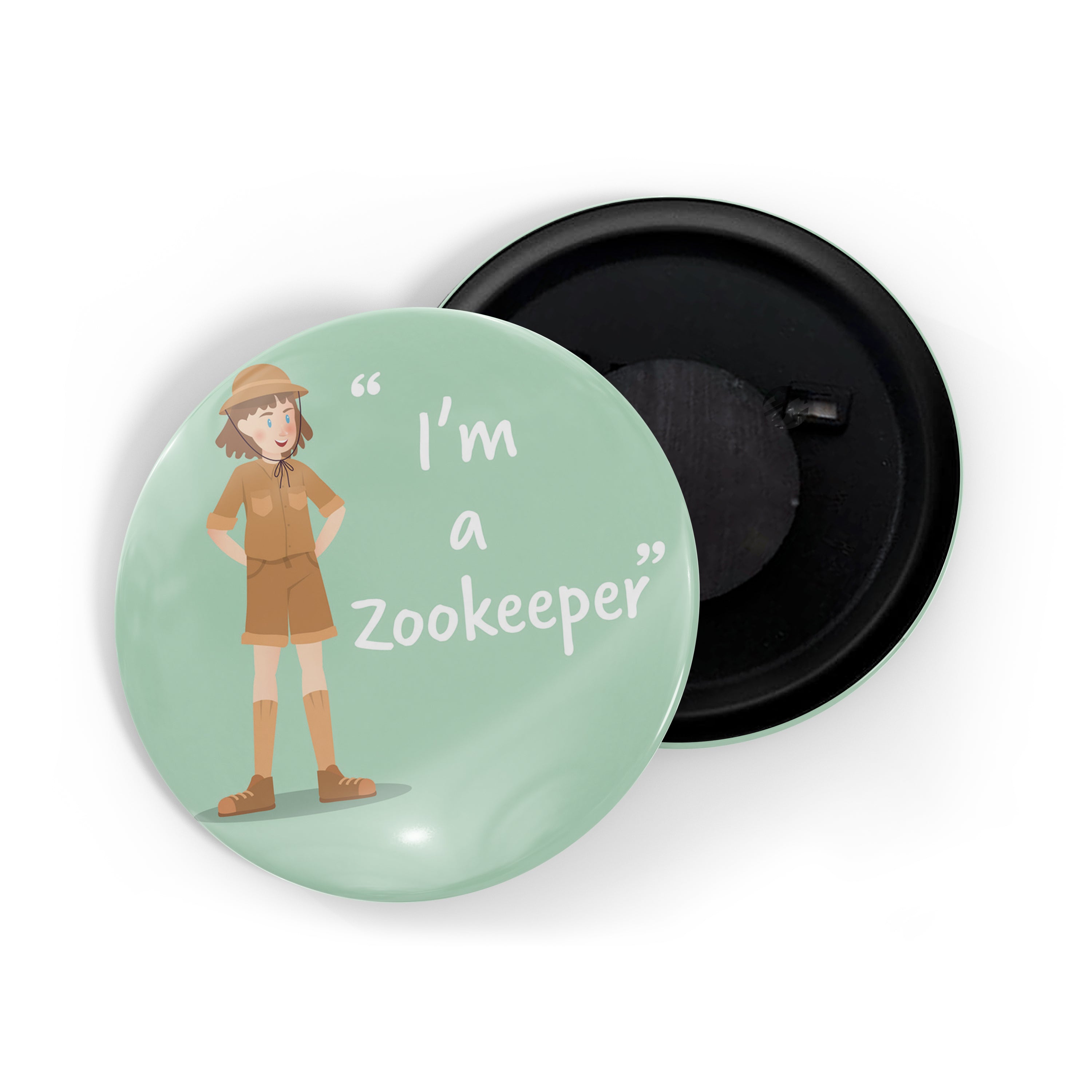 dhcrafts Round Fridge Magnet Green Color Profession I'm A Zookeeper Glossy Finish Design Pack of 1 (75 mm)